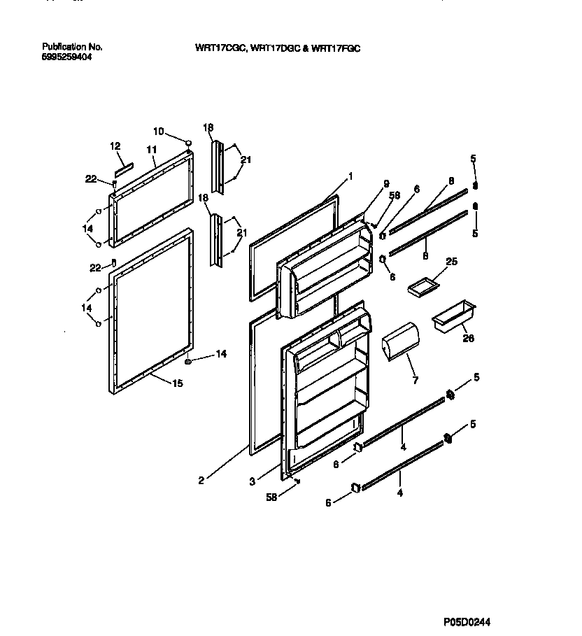 White-Westinghouse WRT17DGCY1 door section diagram