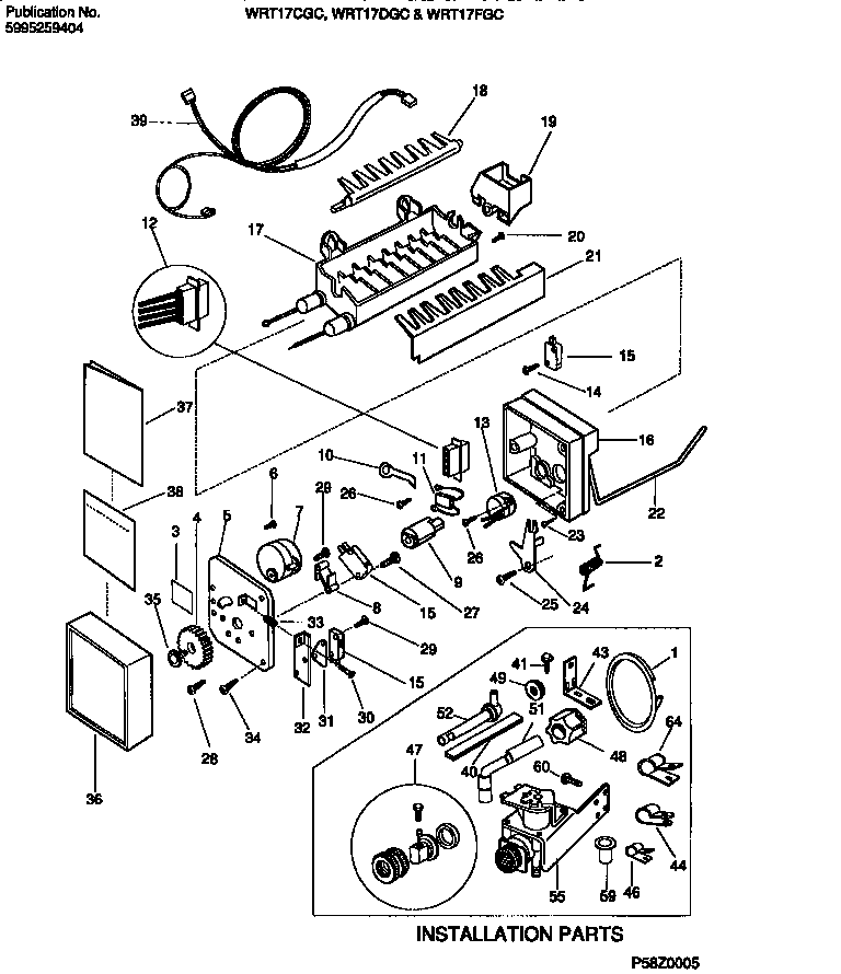 White-Westinghouse WRT17DGCY1 ice maker components diagram