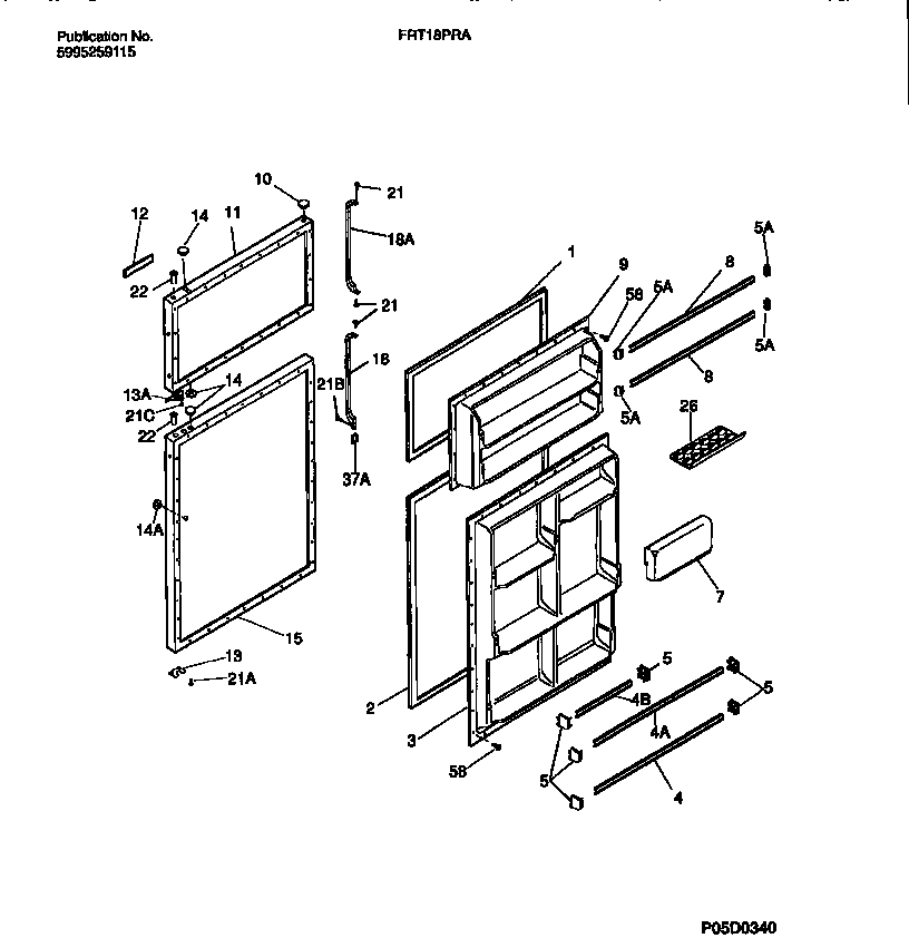 Frigidaire FRT18PRAD4 door section diagram