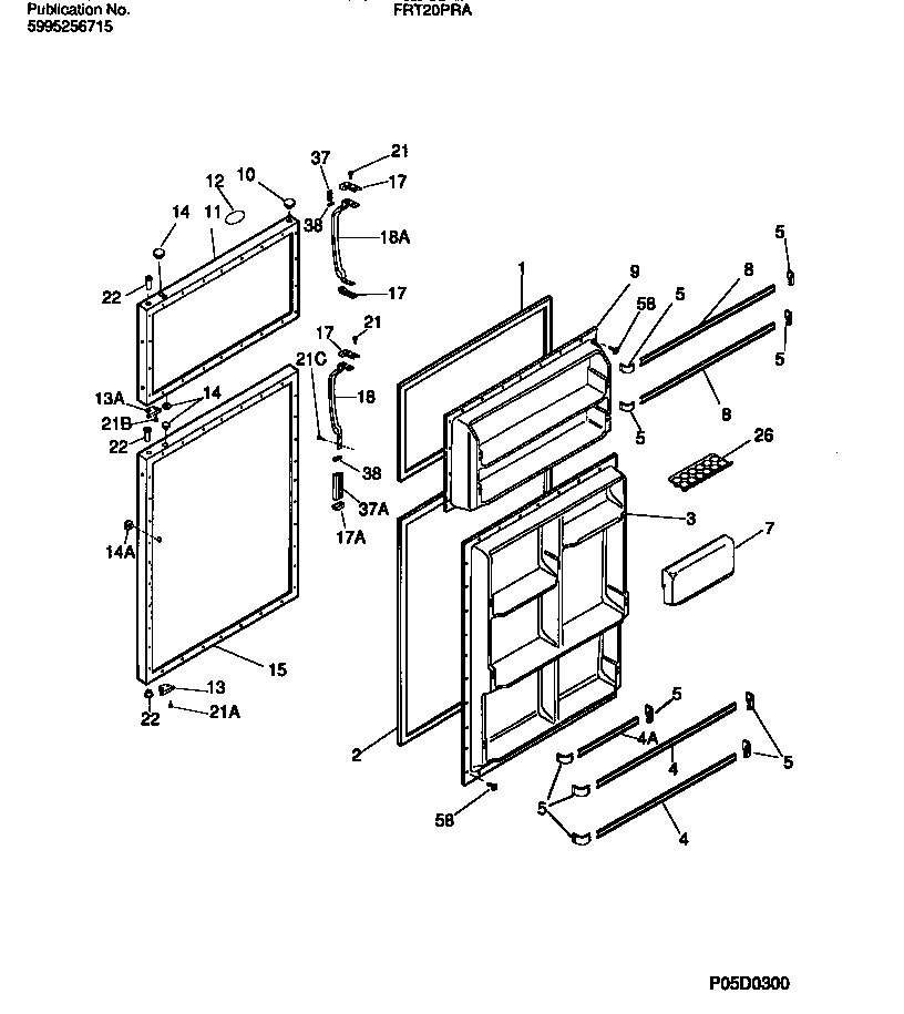 Frigidaire FRT20PRAD3 door section diagram