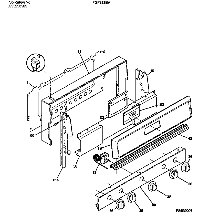 Frigidaire FGF333BADB backguard diagram