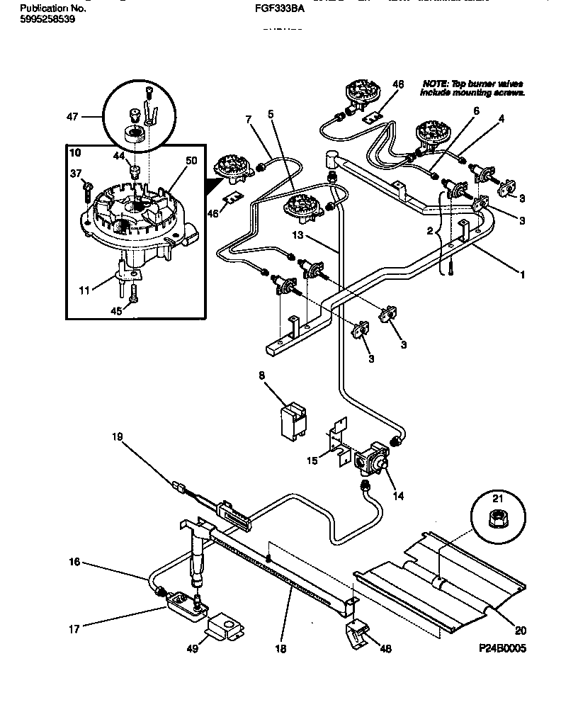 Frigidaire FGF333BADB burner diagram