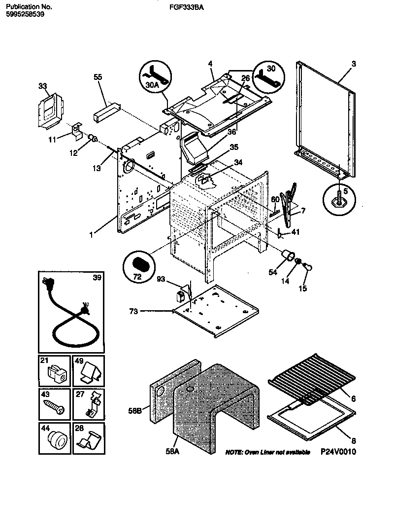 Frigidaire FGF333BADB body diagram