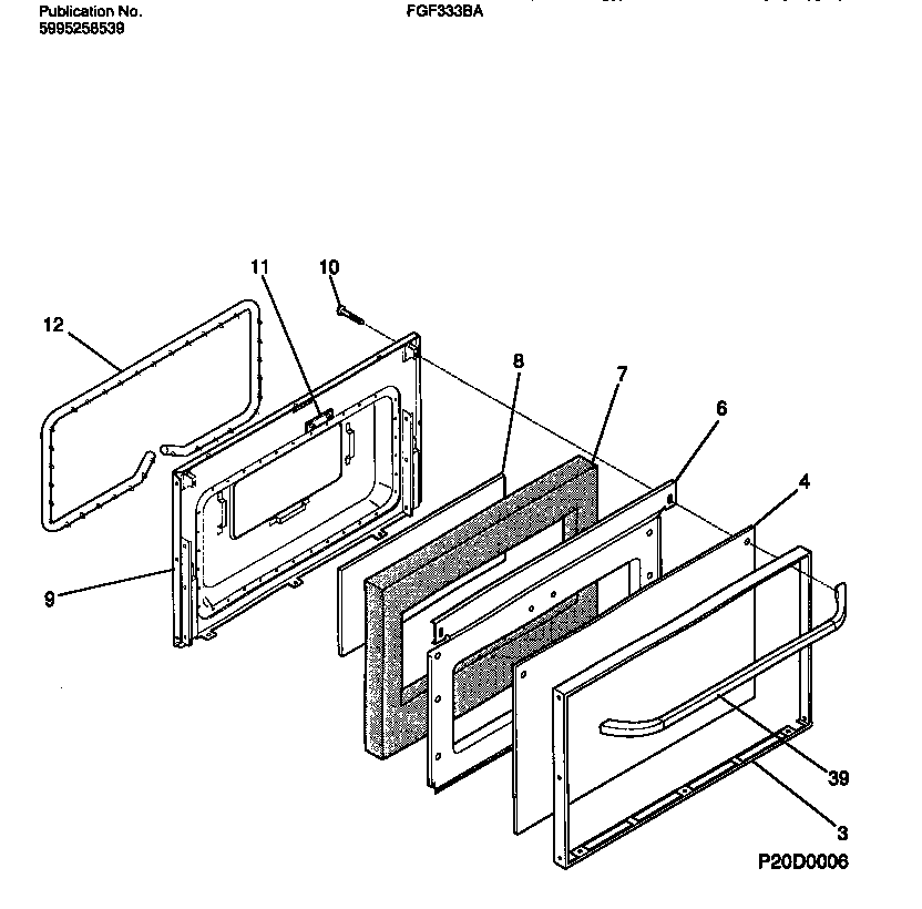 Frigidaire FGF333BADB door diagram