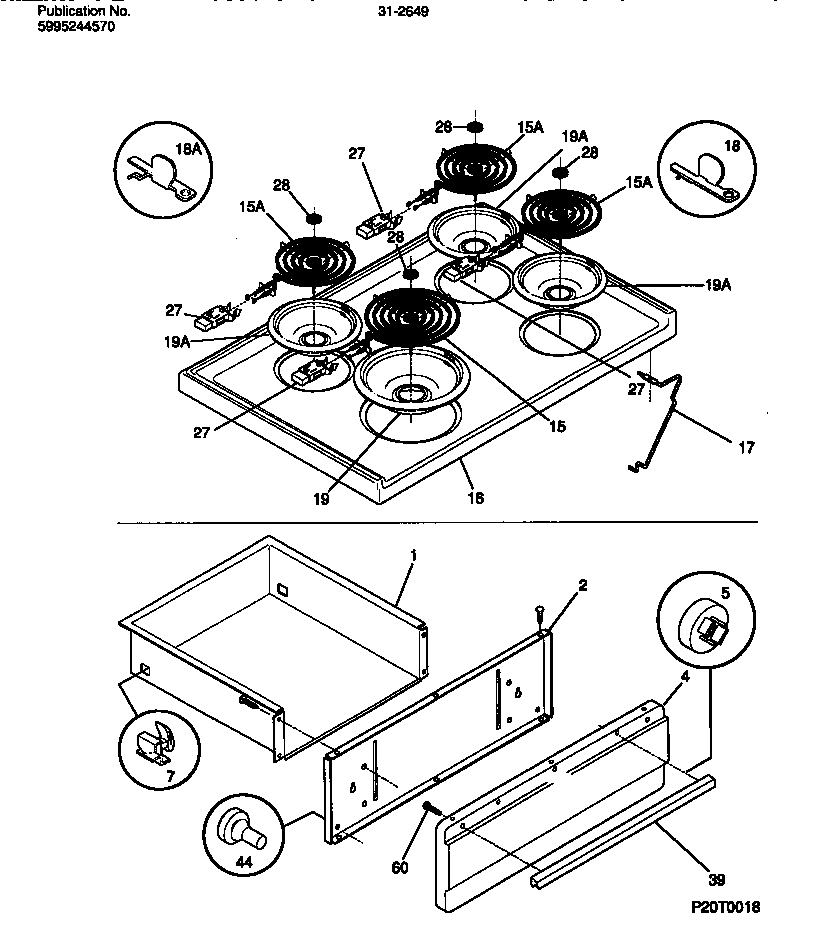Tappan 31-2649-23-06 top/drawer diagram