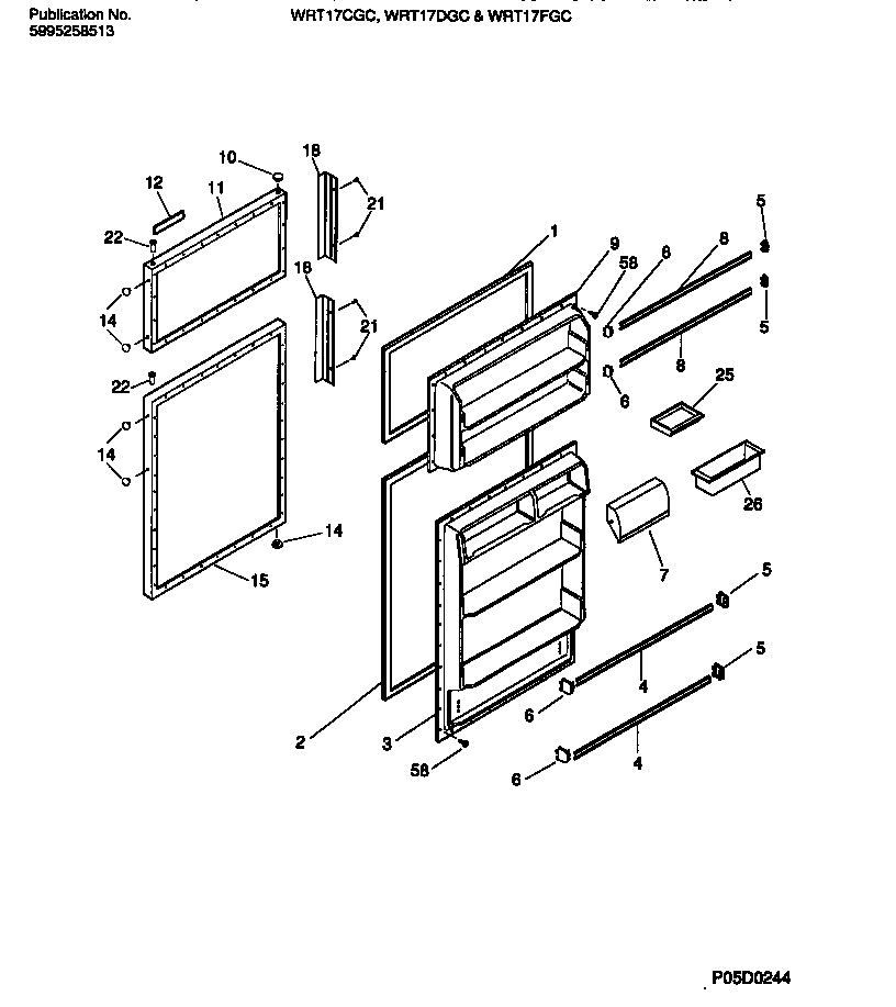 White-Westinghouse WRT17FGCW0 door section diagram