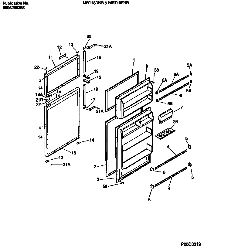 Universal/Multiflex (Frigidaire) MRT18FNBY1 door section diagram