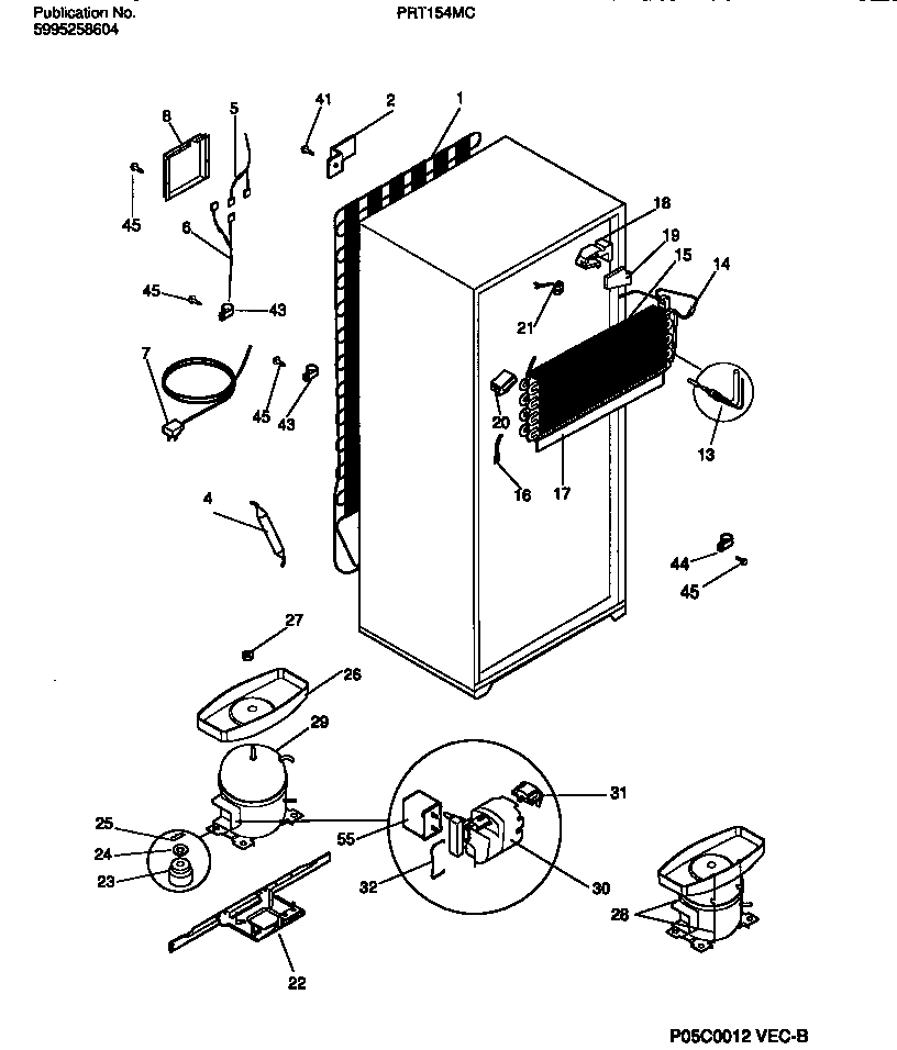 White-Westinghouse PRT154MCD4 cooling system diagram