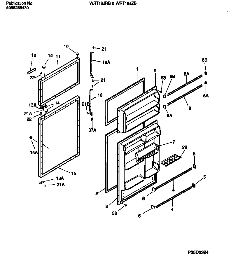 White-Westinghouse WRT18JRBD1 door section diagram