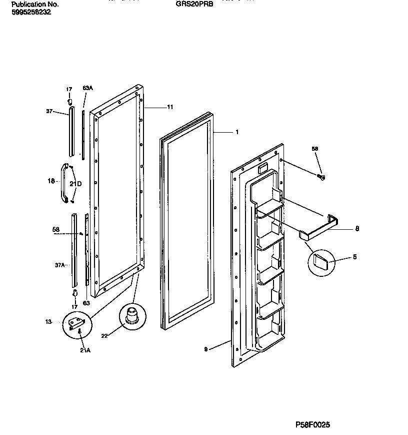 Gibson GRS20PRBD0 freezer door section diagram