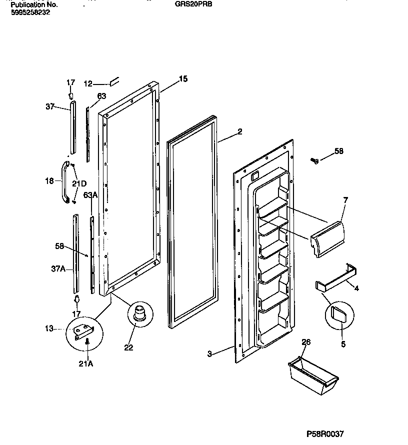 Gibson GRS20PRBD0 refrigerator door section diagram