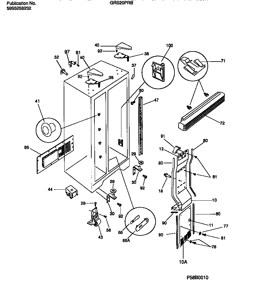 Gibson GRS20PRBD0 cabinet, light shields, mullion diagram