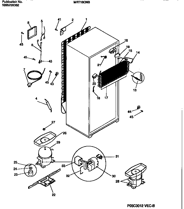 Universal/Multiflex (Frigidaire) MRT18CNBZ1 cooling system diagram