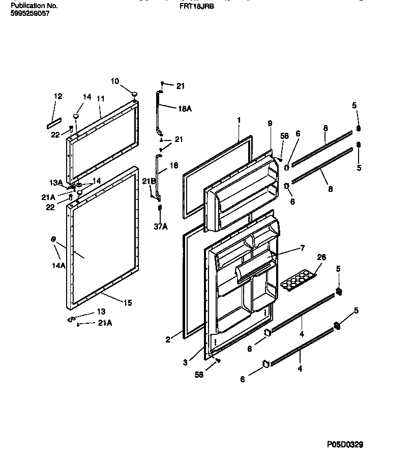 Frigidaire FRT18JRBW1 door section diagram