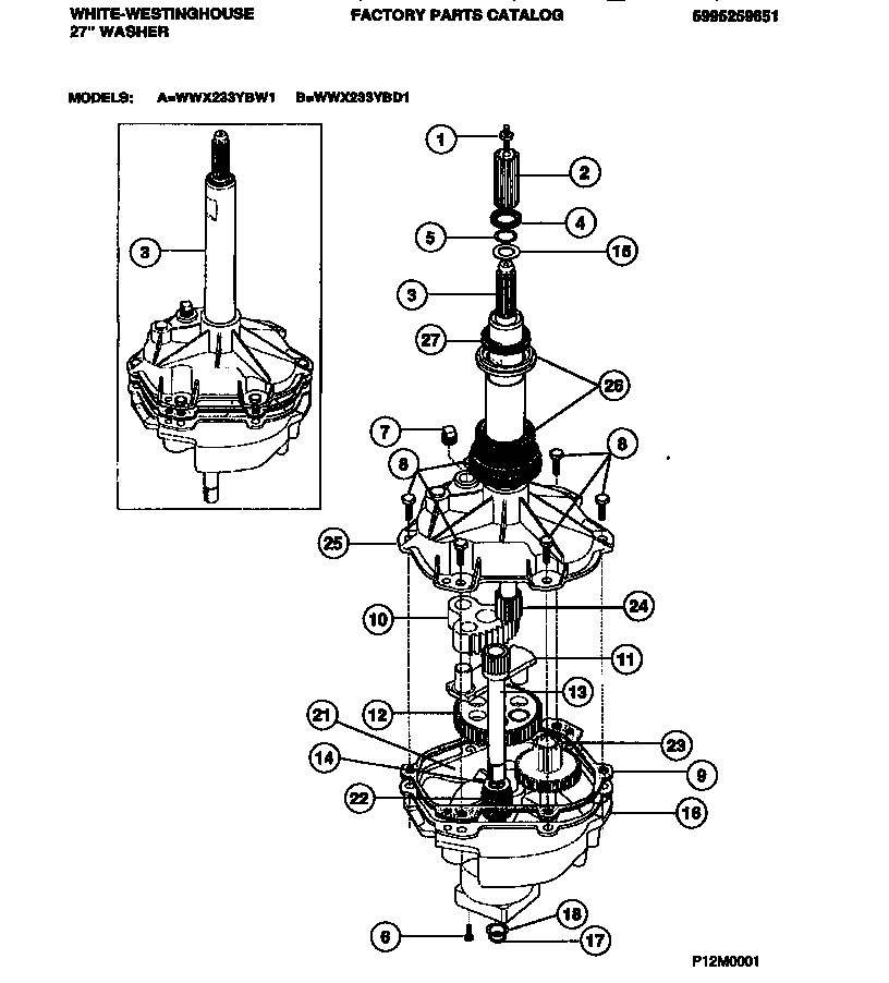 White-Westinghouse WWX233YBW1 transmission diagram