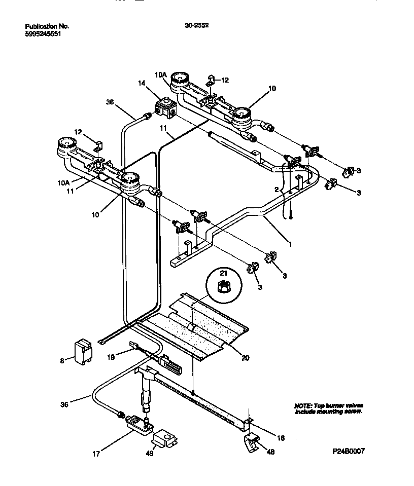 Tappan 30-2552-00-02 burner diagram