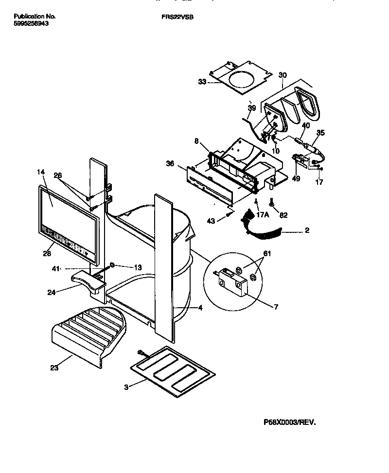 Frigidaire FRS22VSBD0 i & w dispenser (door) diagram