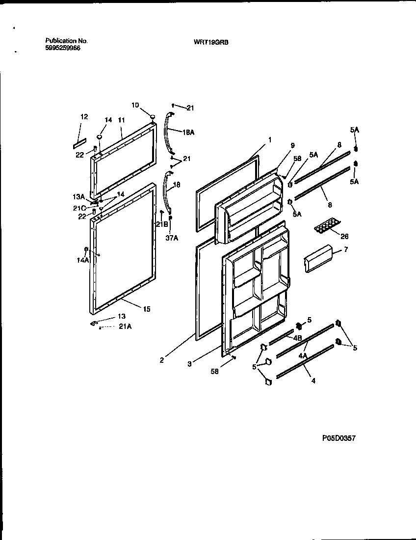 White-Westinghouse WRT19GRBD2 door section diagram