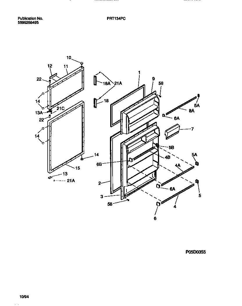White-Westinghouse PRT134PCD3 door section diagram