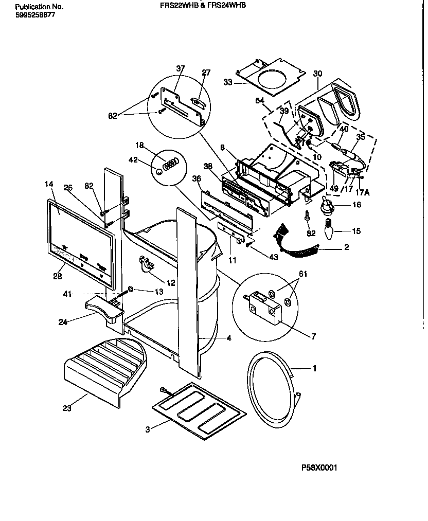 Frigidaire FRS22WHBW0 i & w dispenser (door) diagram
