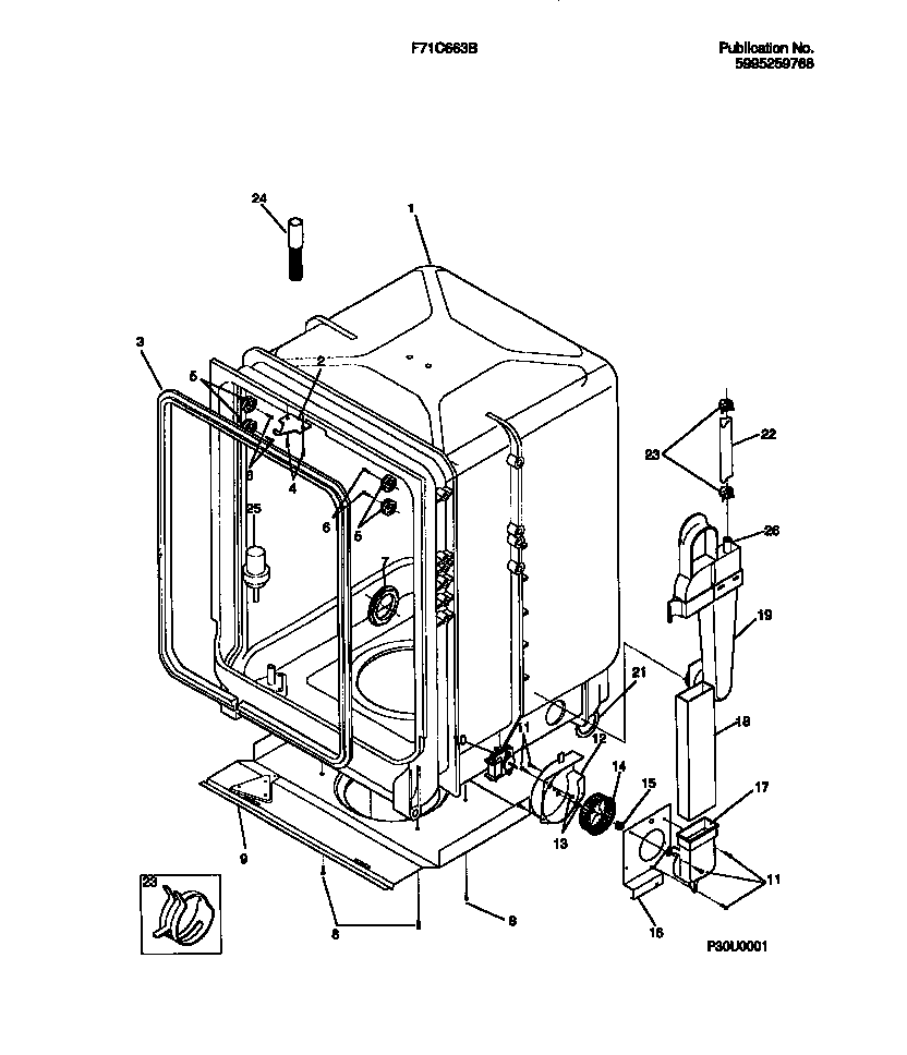 Frigidaire F71C663BS0 tub details diagram