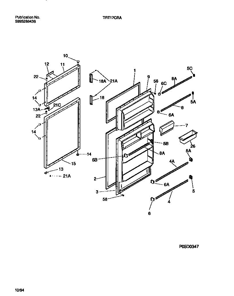 Tappan TRT17CRAW1 door diagram