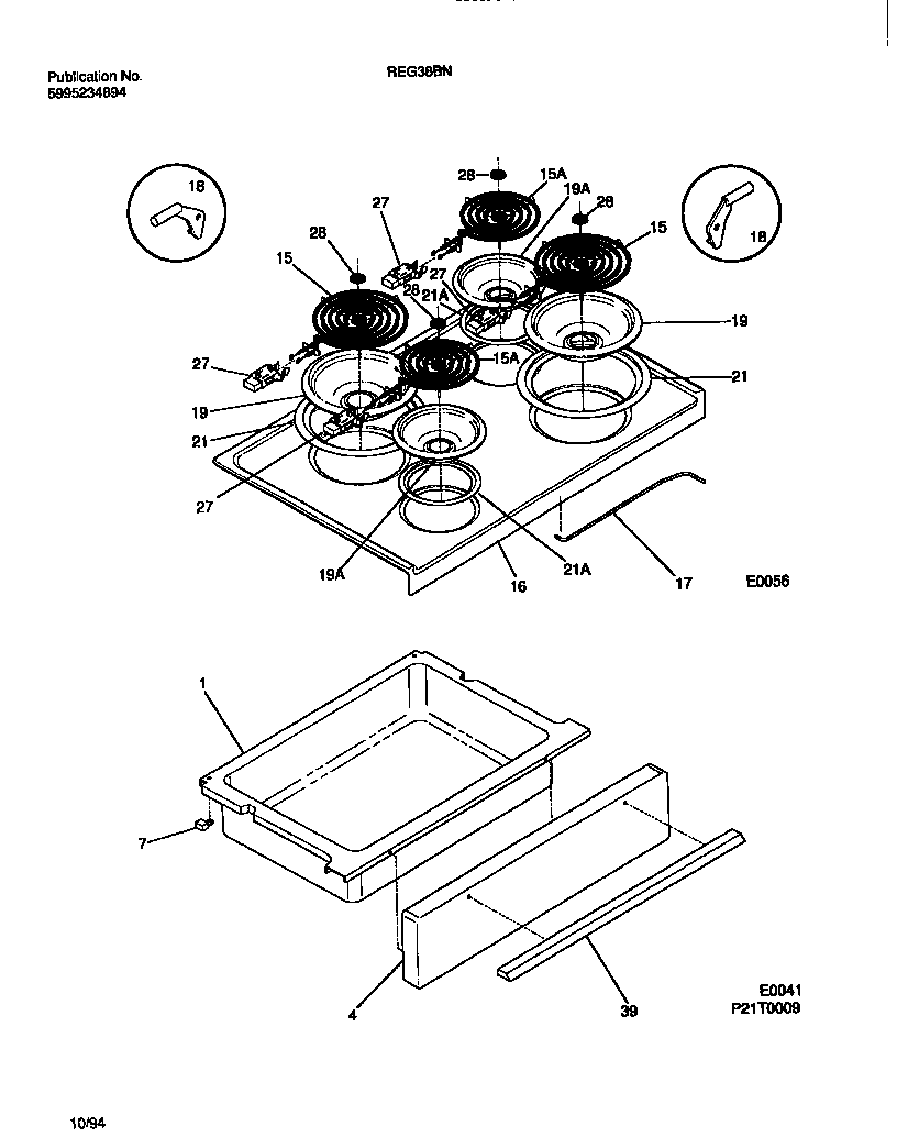 Frigidaire REG38BNL4 top/drawer diagram