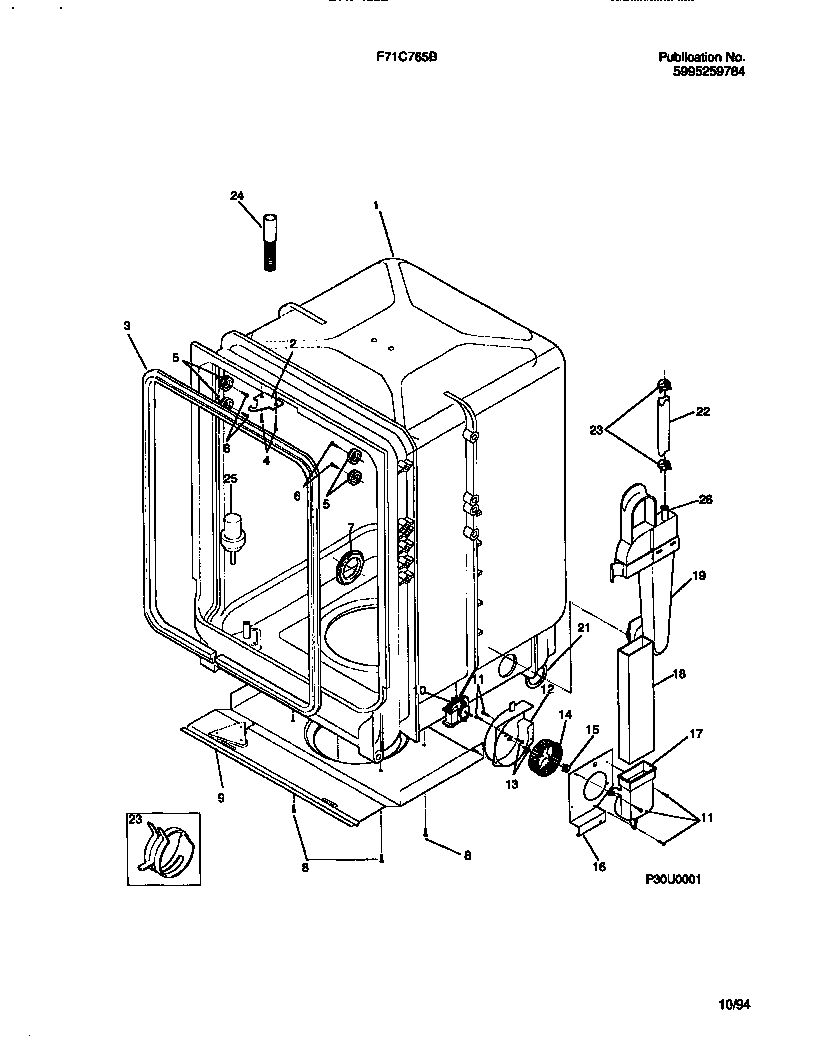 Frigidaire F71C765BB0 tub diagram
