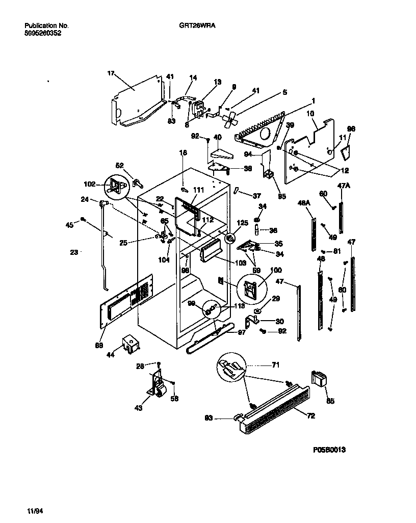 Gibson GRT26WRAW2 cabinet w/fan assembly diagram