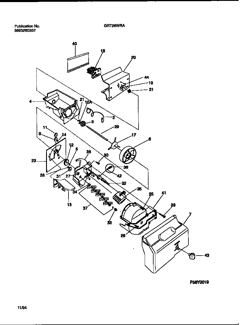 Gibson GRT26WRAW2 ice maker & installation components diagram