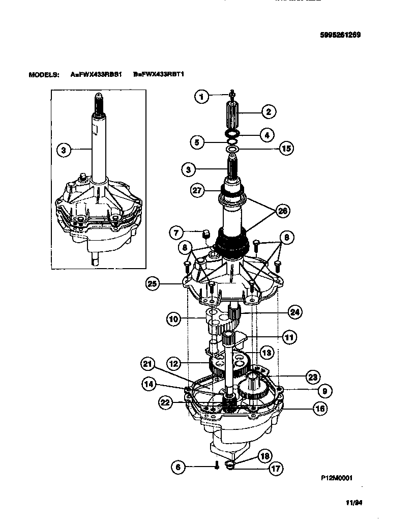 Frigidaire FWX433RBT1 transmission diagram