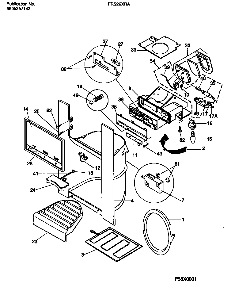 Frigidaire FRS26XRAD1 i & w dispenser (door) diagram