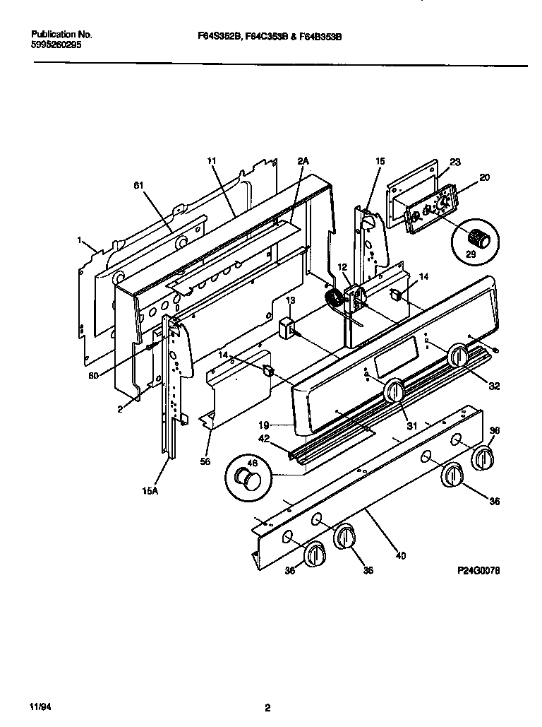 Frigidaire F64C353BSA backguard diagram