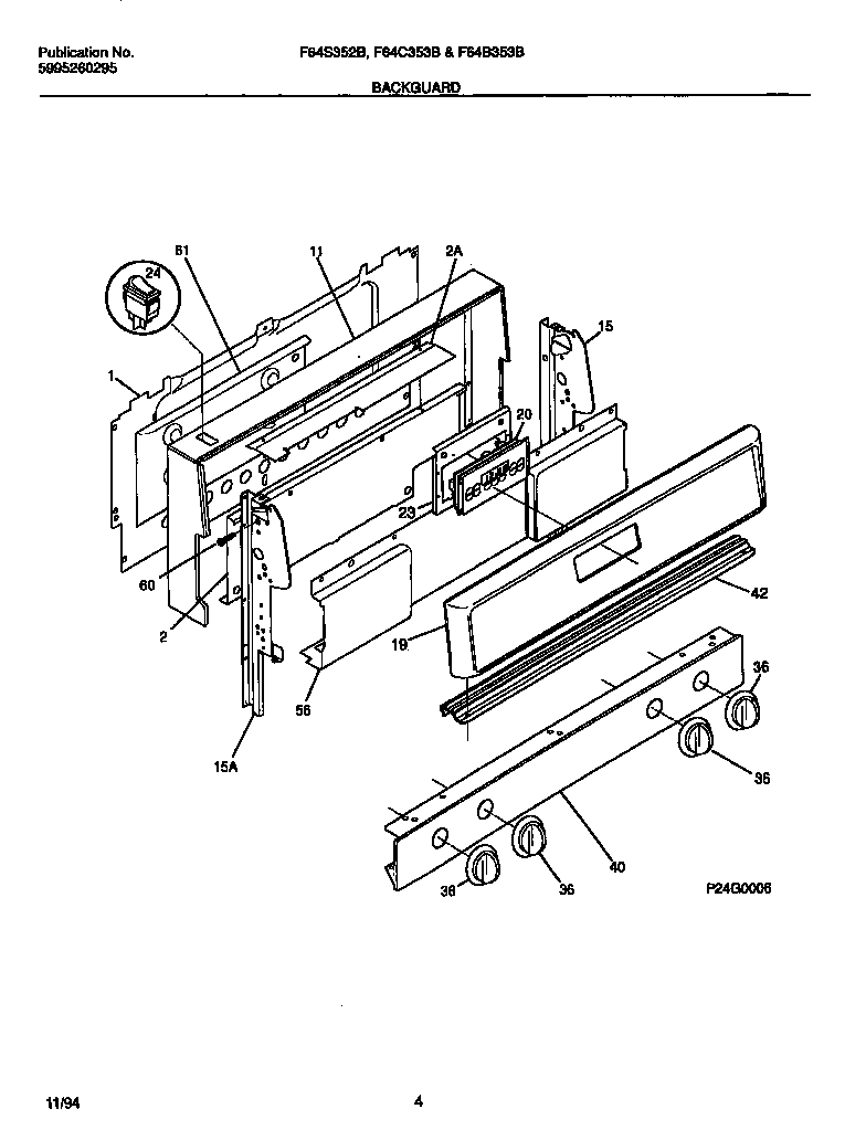 Frigidaire F64C353BSA backguard diagram