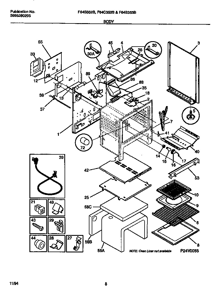 Frigidaire F64C353BSA body diagram