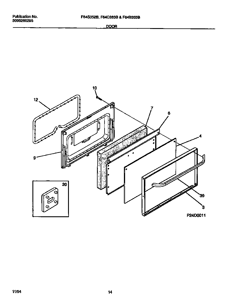 Frigidaire F64C353BSA door diagram