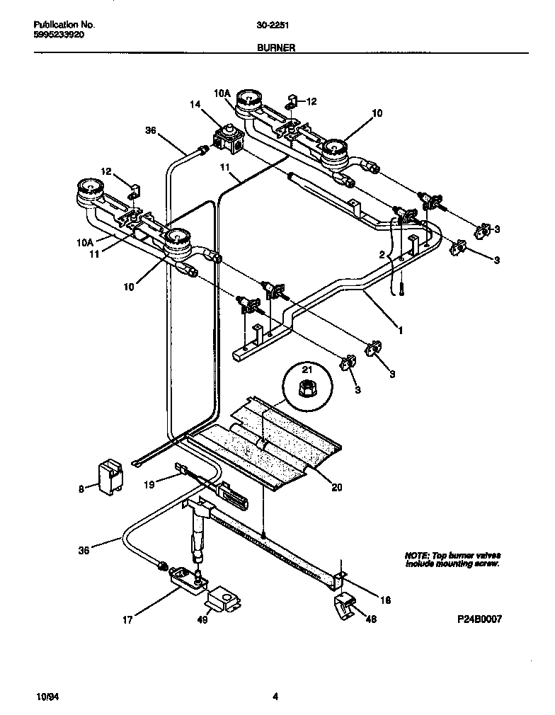 Tappan 30-2251-00-05 burner diagram