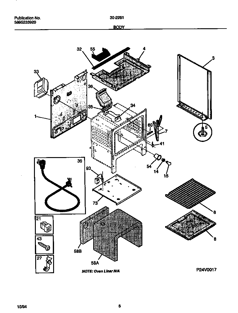 Tappan 30-2251-00-05 body diagram