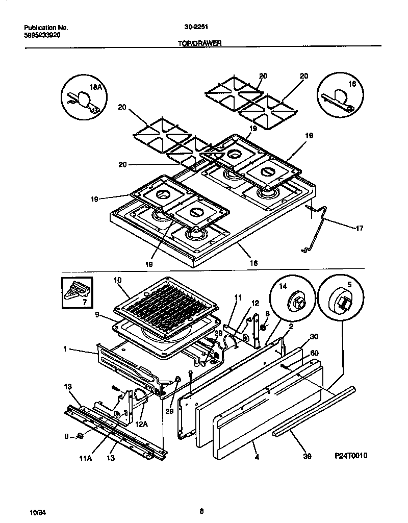 Tappan 30-2251-00-05 top/drawer diagram