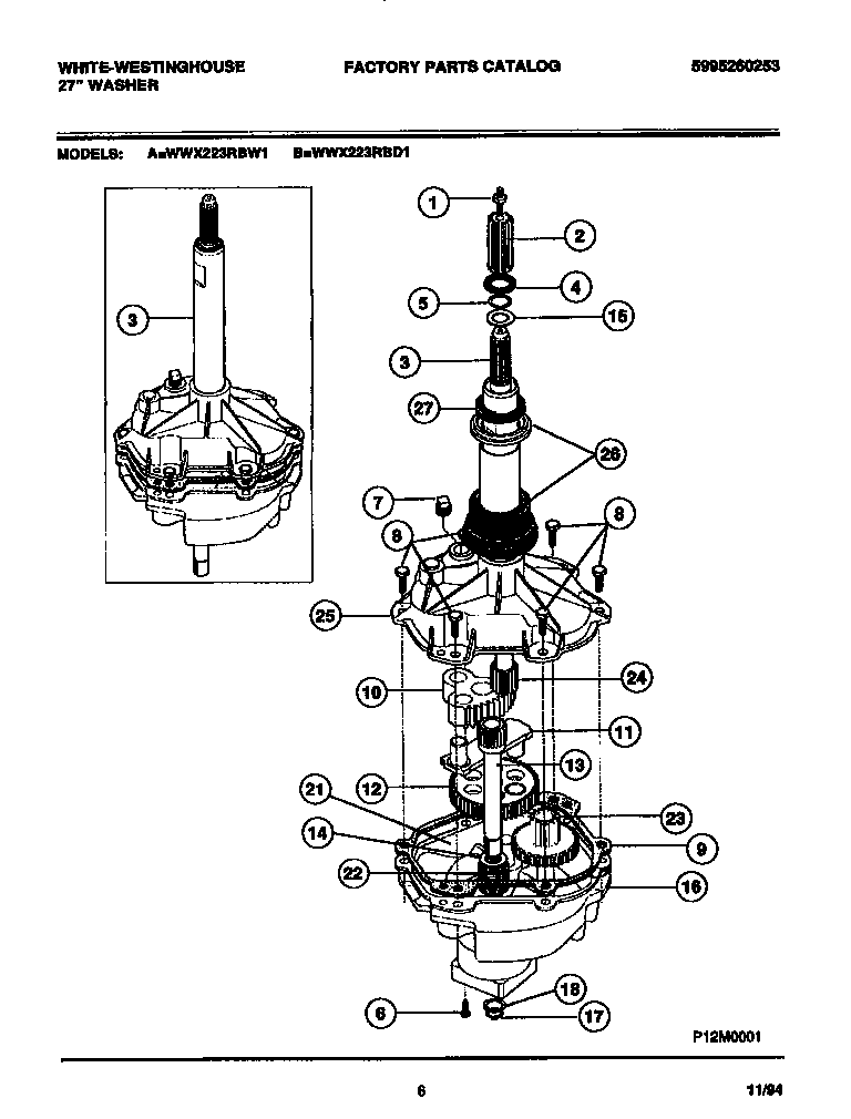 White-Westinghouse WWX223RBW1 transmission diagram