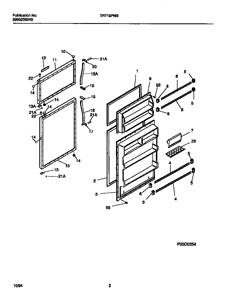 Tappan TRT19PNBW0 door section diagram