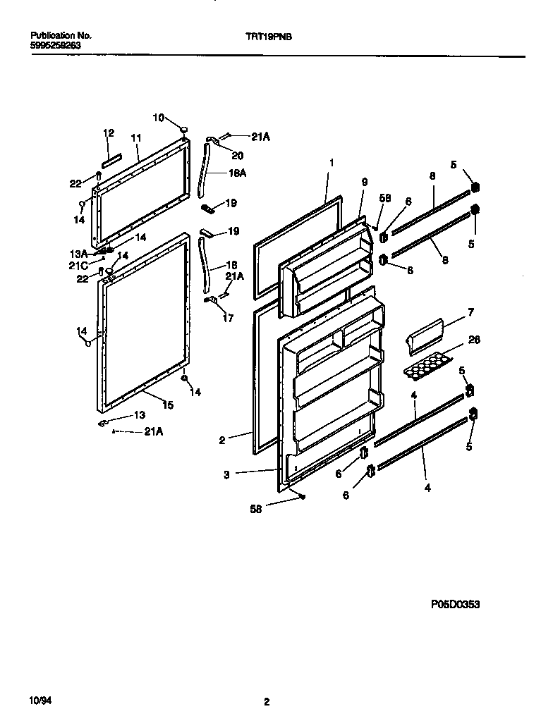Tappan TRT19PNBD1 door section diagram