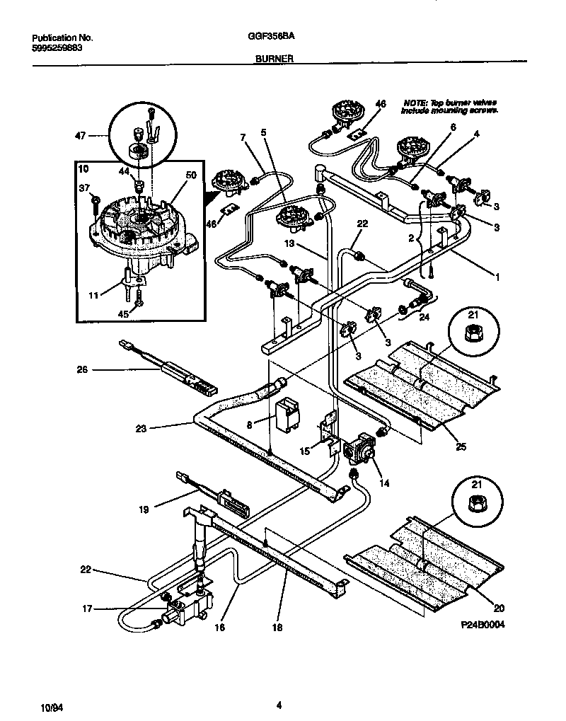 Gibson GGF356BADB burner diagram