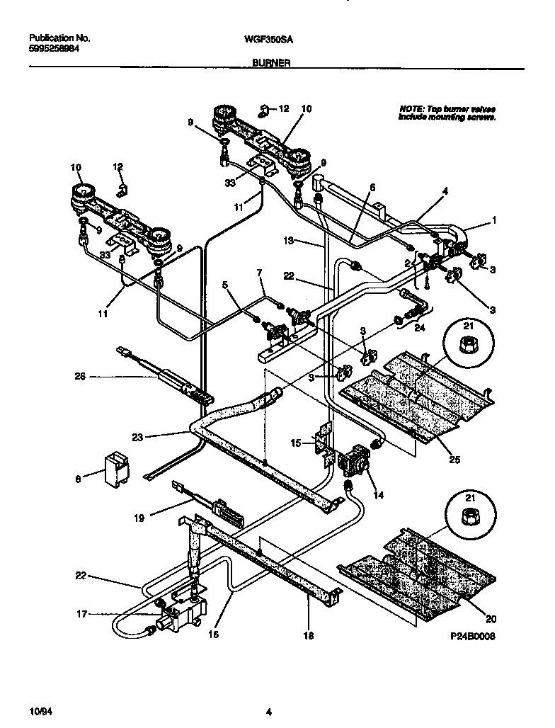 White-Westinghouse WGF350SADB burner diagram
