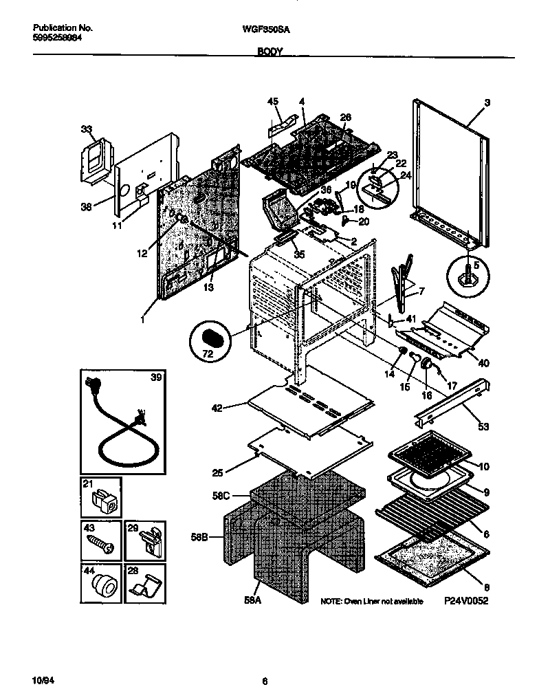 White-Westinghouse WGF350SADB body diagram