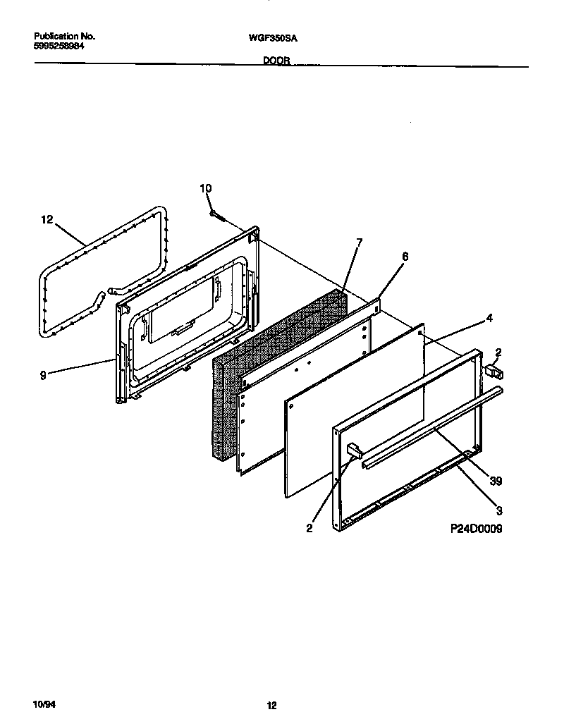 White-Westinghouse WGF350SADB door diagram