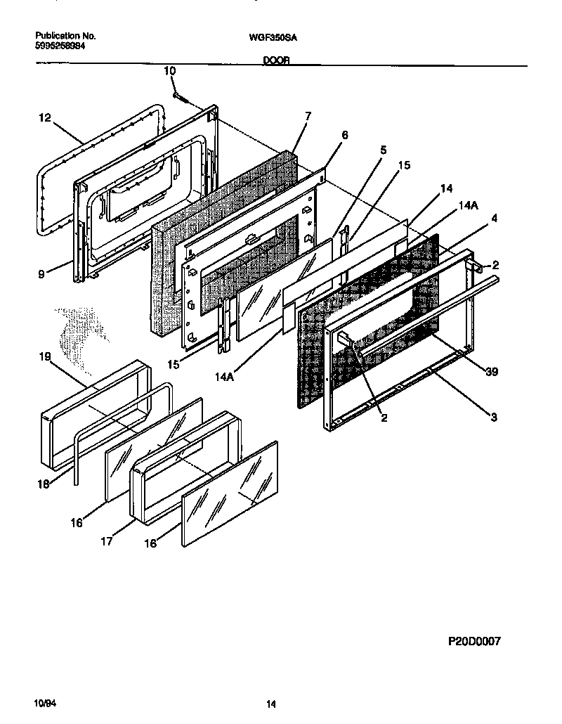 White-Westinghouse WGF350SADB door diagram