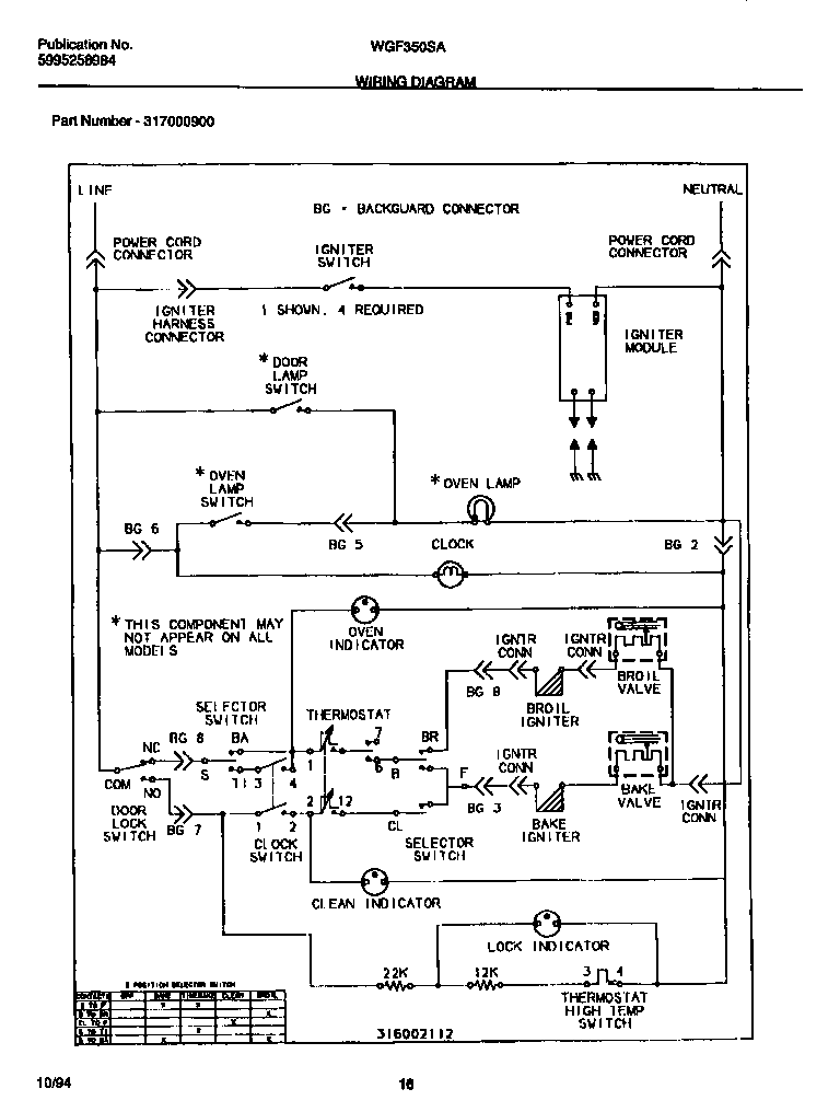White-Westinghouse WGF350SADB wiring diagram diagram