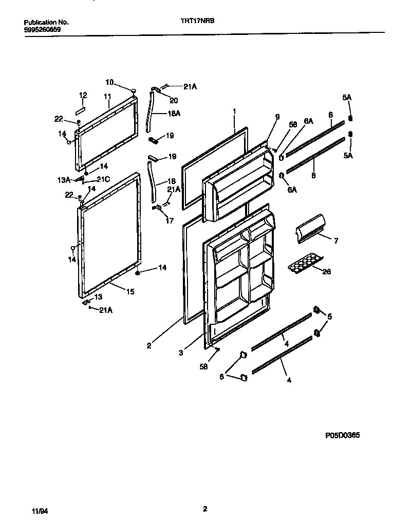 Tappan TRT17NRBD0 door section diagram
