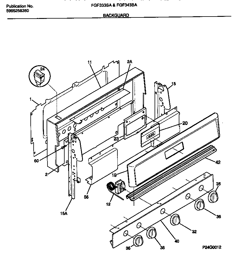 Frigidaire FGF333SADB backguard diagram